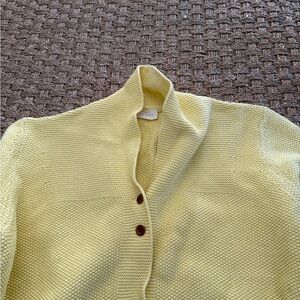 Poetry Lemon Yellow Button-Up Cardigan sweater organic cotton women’s sz 10